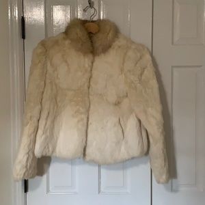 Sergio Valente White Dyed Rabbit Fur Coat
